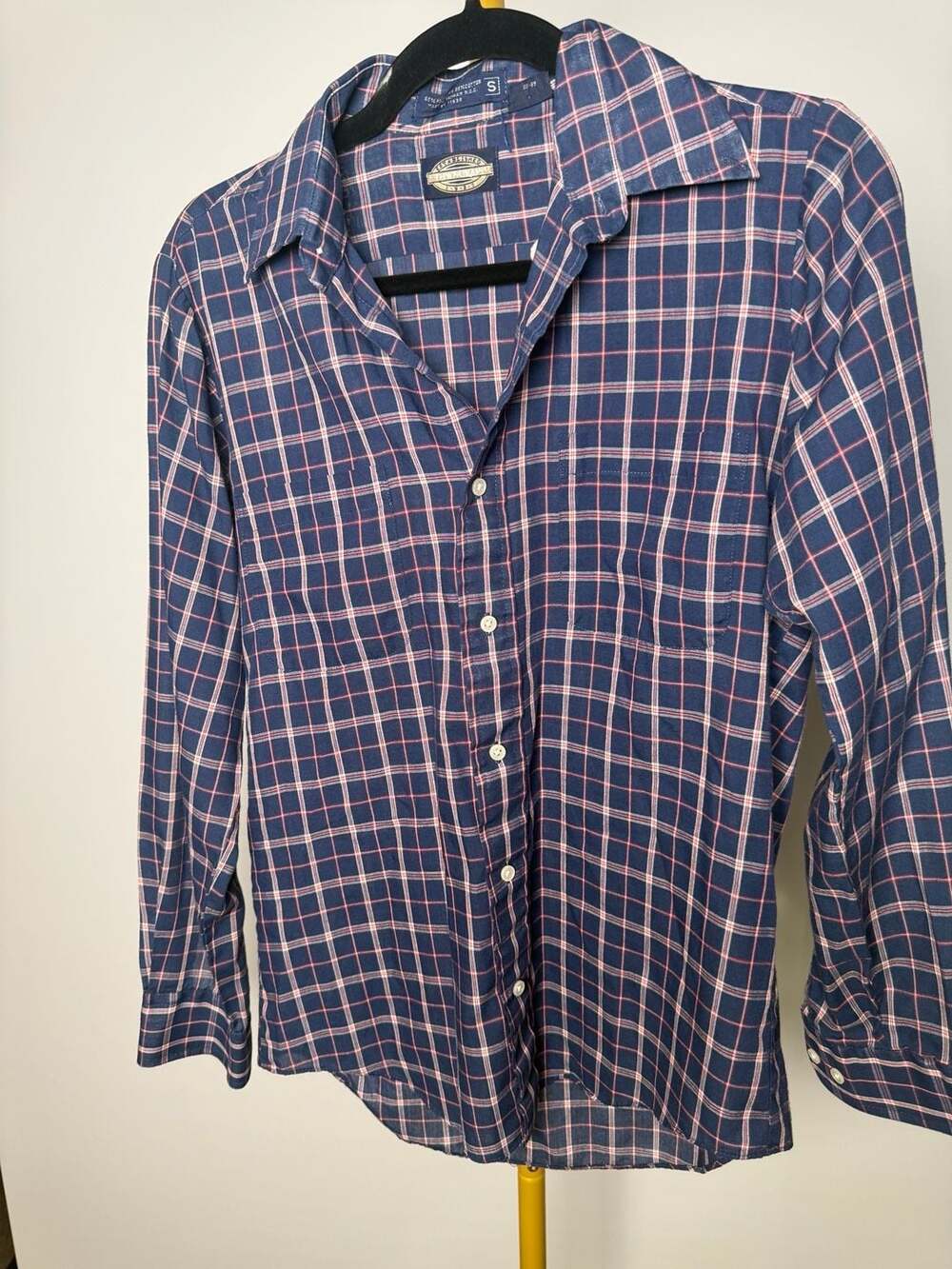 Towncraft Vintage Plaid Long Sleeve Button-Up Shirt Blue Red Size S